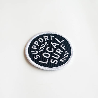 Union Made - Support Your Local Surf Shop Iron on Patch -  Black & White