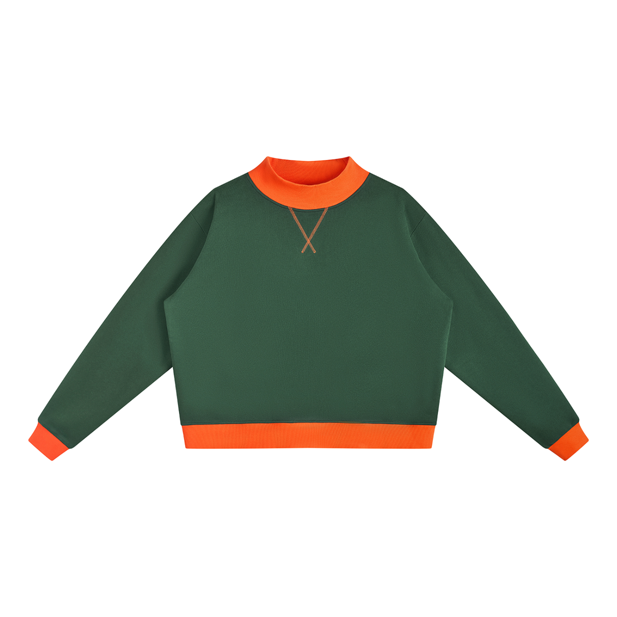 Women’s Two Tone Mock Neck Crewneck Sweatshirt