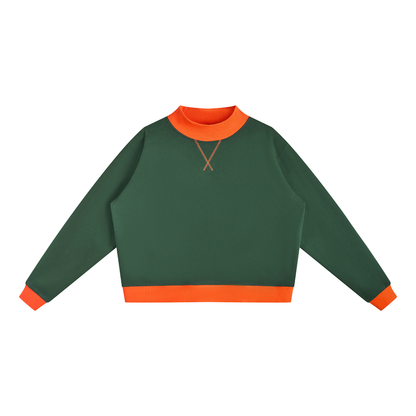Women’s Two Tone Mock Neck Crewneck Sweatshirt