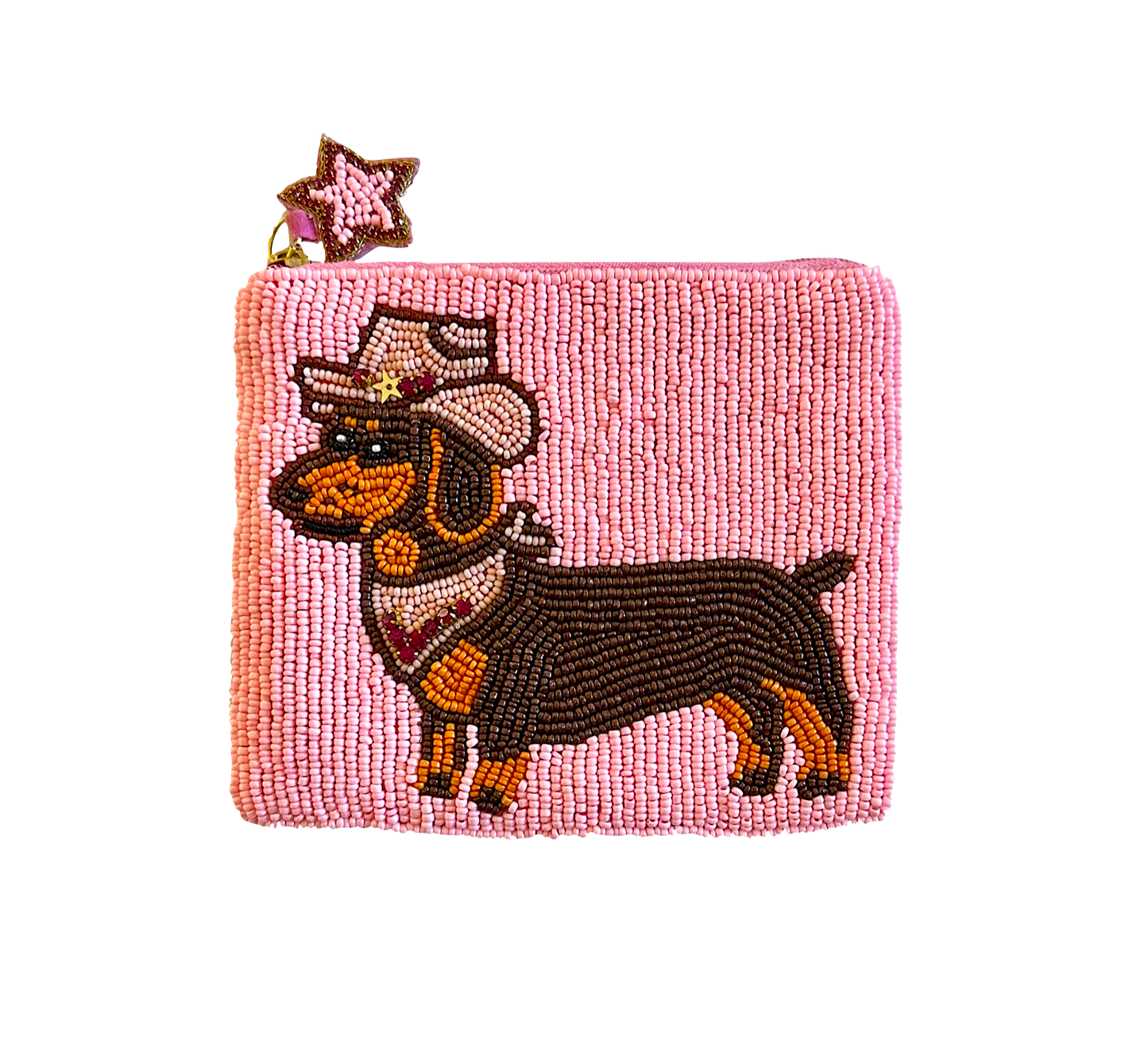 Lily Posh - Dachshund Dog Cowboy Hat Coin Purse Western Beaded Bag 