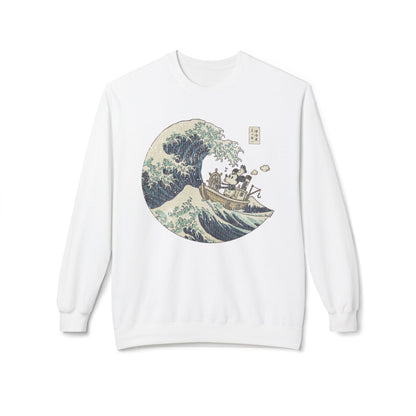 Mickey Mouse Great Wave of Kanagawa vintage sweatshirt white crewneck featuring Japan Great Wave art graphic