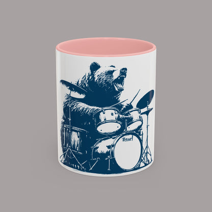 Drumming Bear Retro Coffee Mug