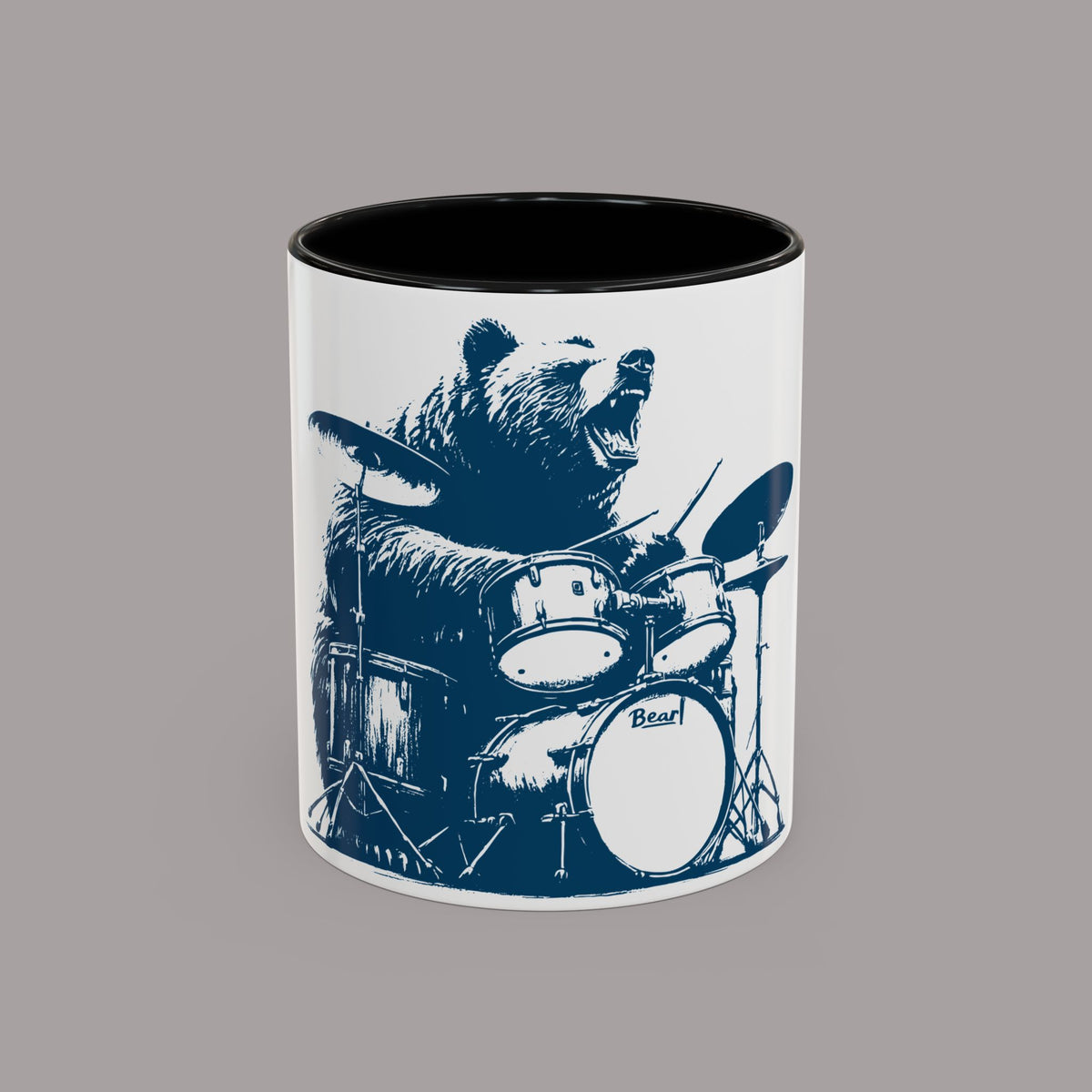 Drumming Bear Retro Coffee Mug