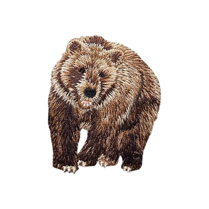 Wholesale Applique - Brown Grizzly Bear, Animals, Embroidered, Iron on Patch