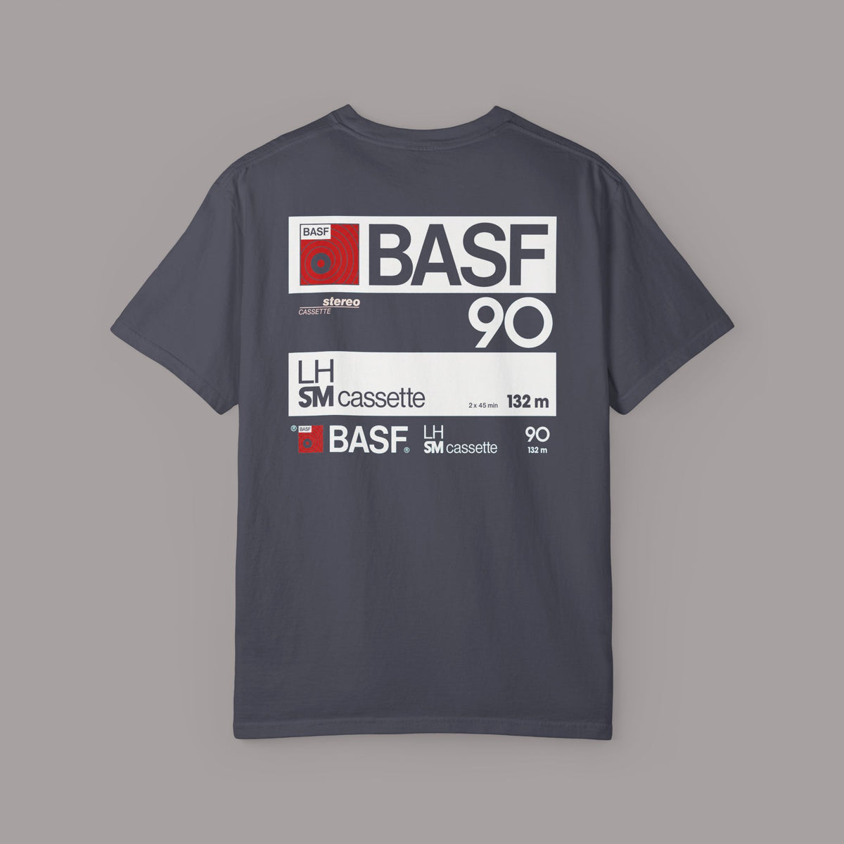 Vintage BASF 90 Retro Cassette Label Graphic Tee