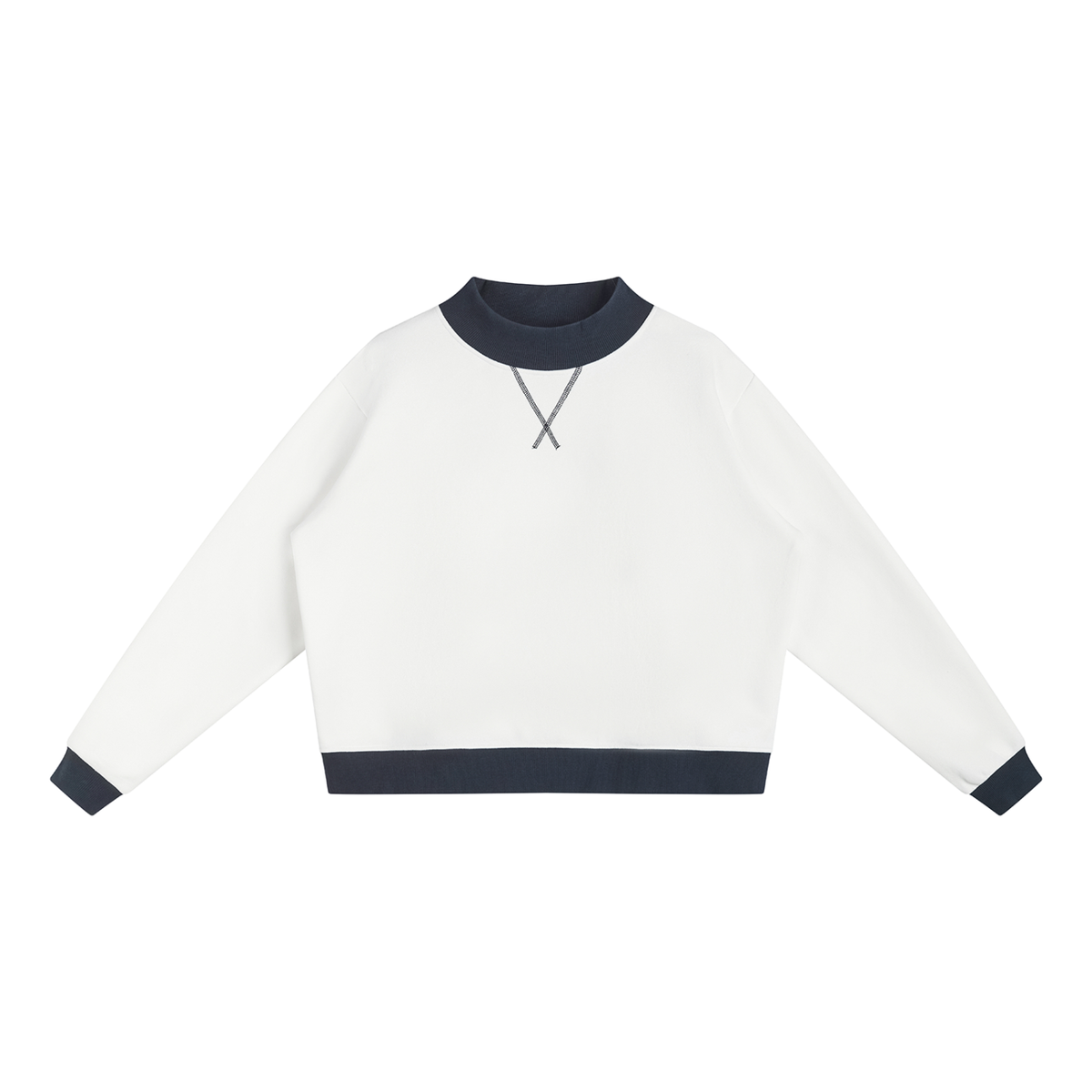 Women’s Two Tone Mock Neck Crewneck Sweatshirt