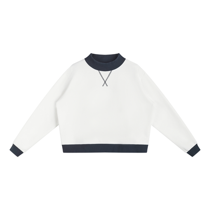 Women’s Two Tone Mock Neck Crewneck Sweatshirt