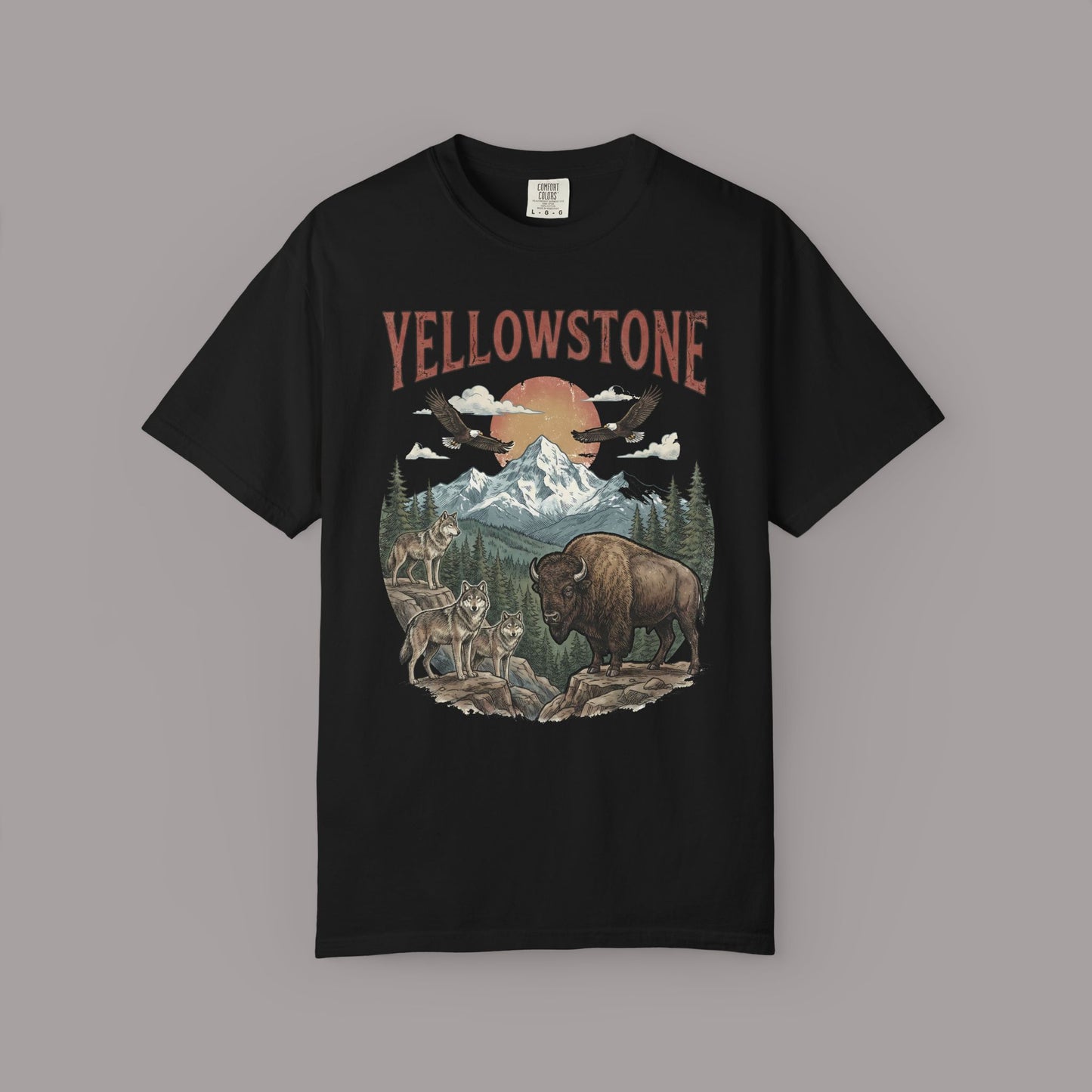 Yellowstone National Park T-Shirt — Vintage Wildlife Bear & Mountain Graphic