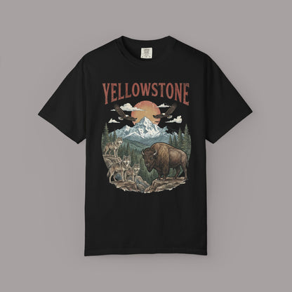 Yellowstone National Park T-Shirt — Vintage Wildlife Bear & Mountain Graphic
