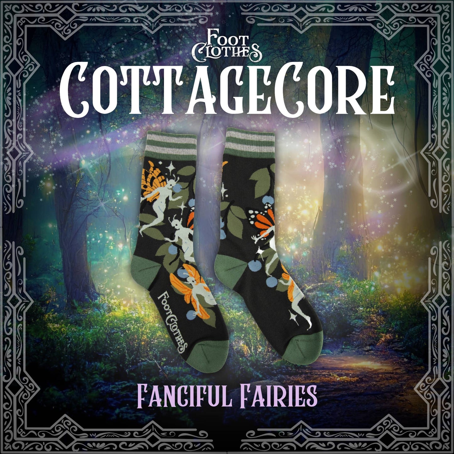 FootClothes LLC - Fanciful Fairies Crew Socks