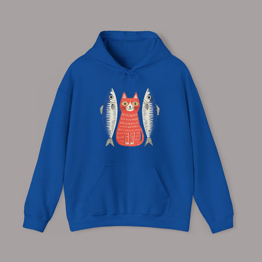 Retro Cat & Sardines Hoodie