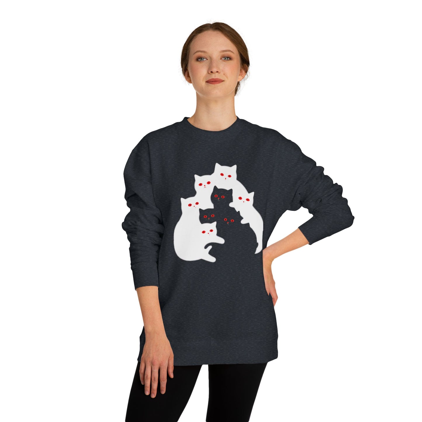 Cute Cat Family Crew Neck Sweatshirt for Cat Lovers