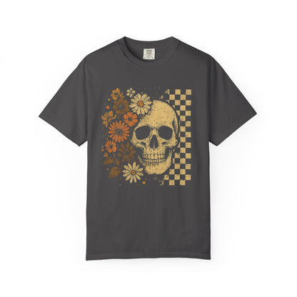Skull Floral Graphic Tee | Vintage Aesthetic T-Shirt for Halloween