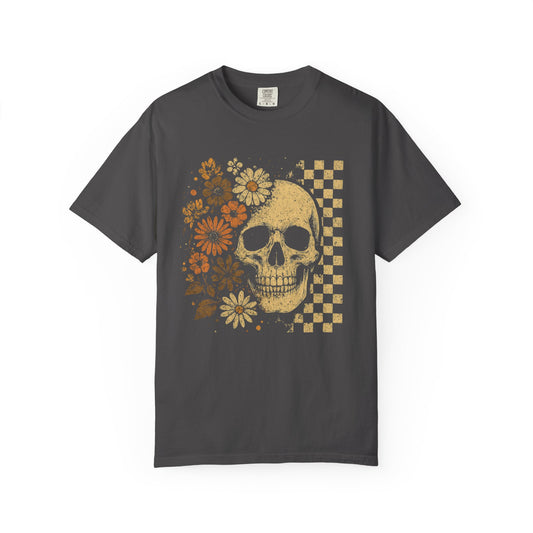 Skull Floral Graphic Tee | Vintage Aesthetic T-Shirt for Halloween