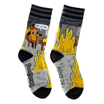 FootClothes LLC - This is Fine: Noir Edition Crew Socks