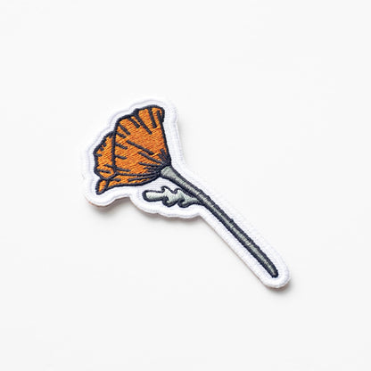 Union Made - Blooming Poppy Embroidered Iron on Patch - California Flower
