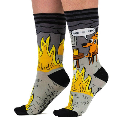 FootClothes LLC - This is Fine: Noir Edition Crew Socks