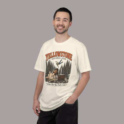 Yellowstone National Park T-Shirt — "Do Not Pet The Fluffy Cows" Vintage Wildlife Tee
