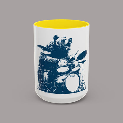 Drumming Bear Retro Coffee Mug