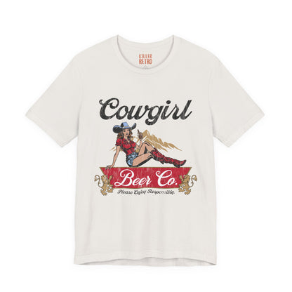 Cowgirl Beer Co. Tee — Retro Western Pinup Graphic T-Shirt