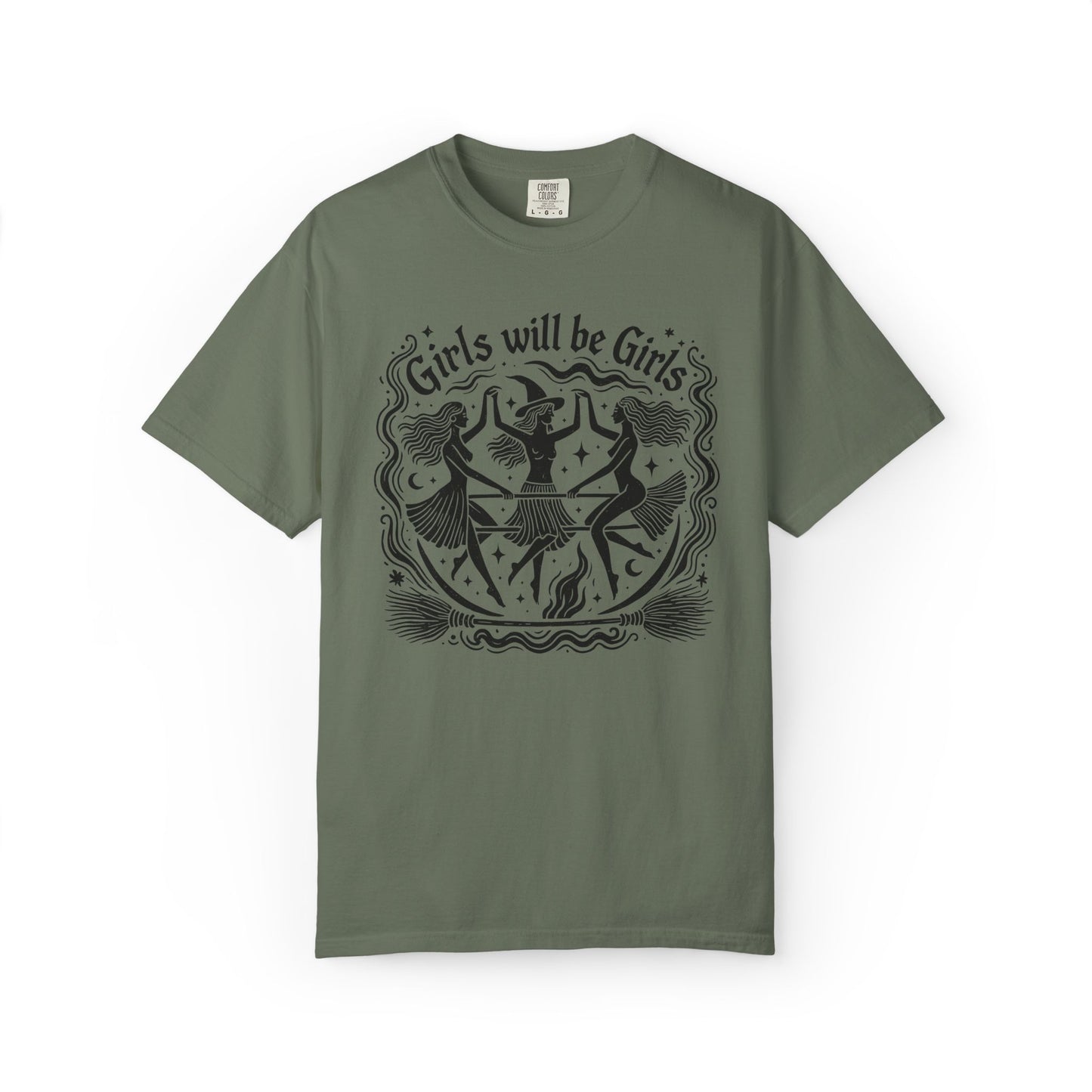 Girls Will Be Girls Vintage Witch Tee, Feminist Gift, Girls Night Out Shirt,Comfort Colors