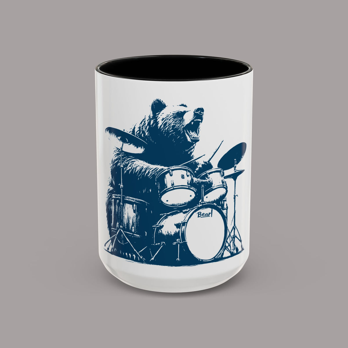 Drumming Bear Retro Coffee Mug