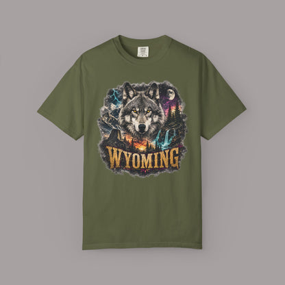 Wyoming Wolf Graphic T-Shirt — Outdoor Mountain Nature Tee