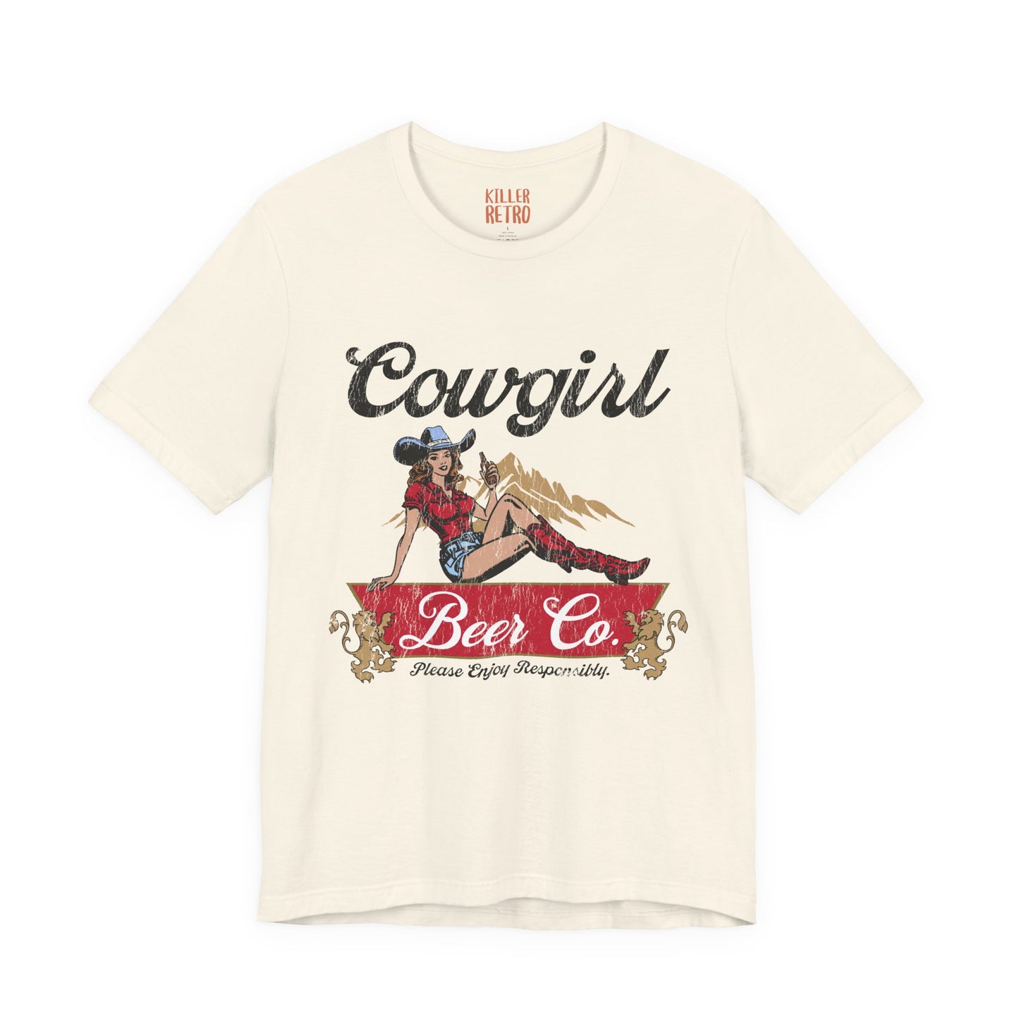 Cowgirl Beer Co. Tee — Retro Western Pinup Graphic T-Shirt