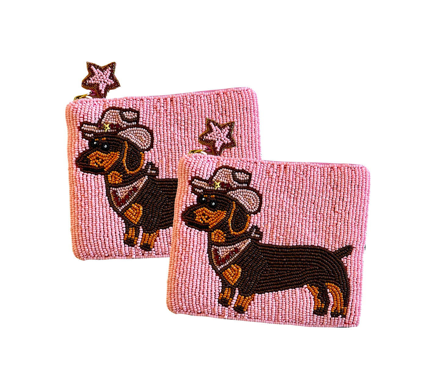 Lily Posh - Dachshund Dog Cowboy Hat Coin Purse Western Beaded Bag 