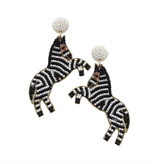 Lily Posh - Zebra Seed Bead Earring, Animal Earring