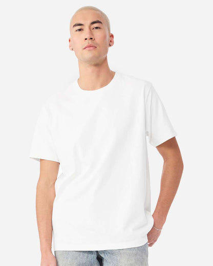 unisex heavyweight washed cotton t-shirt in white, relaxed fit semi-drop shoulder tee for durable everyday wear