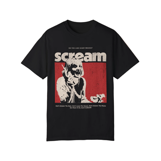 Retro Scream Horror Tee - Washed Vintage Shirt