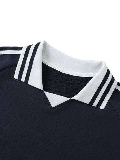 NY New York Unisex Striped Lapel Collar Sweatshirt - Killer Retro