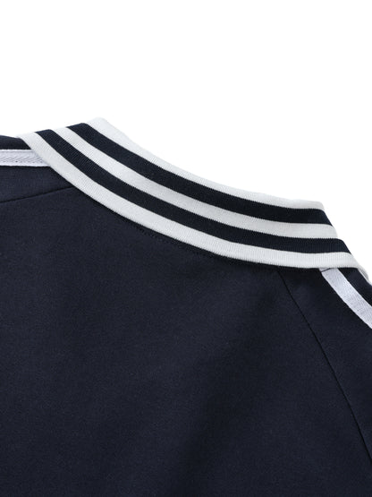 NY New York Unisex Striped Lapel Collar Sweatshirt - Killer Retro