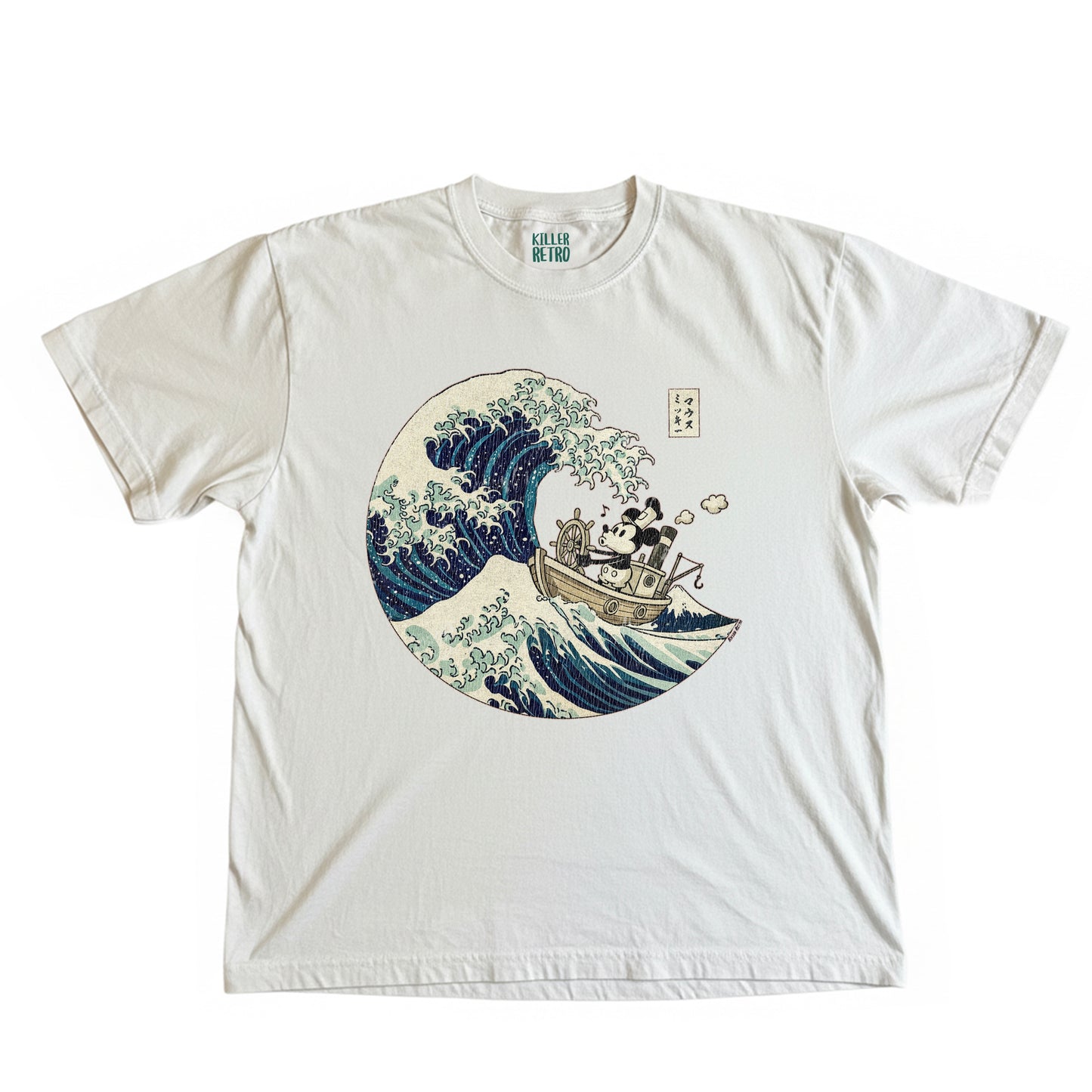 Mickey Mouse in Japan Great Wave of Kanagawa Ukiyo-e Style Tee