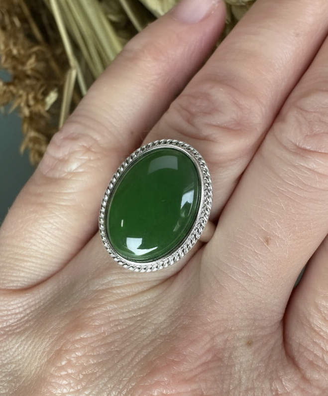 Canadian Jade Silver Ring - 1062