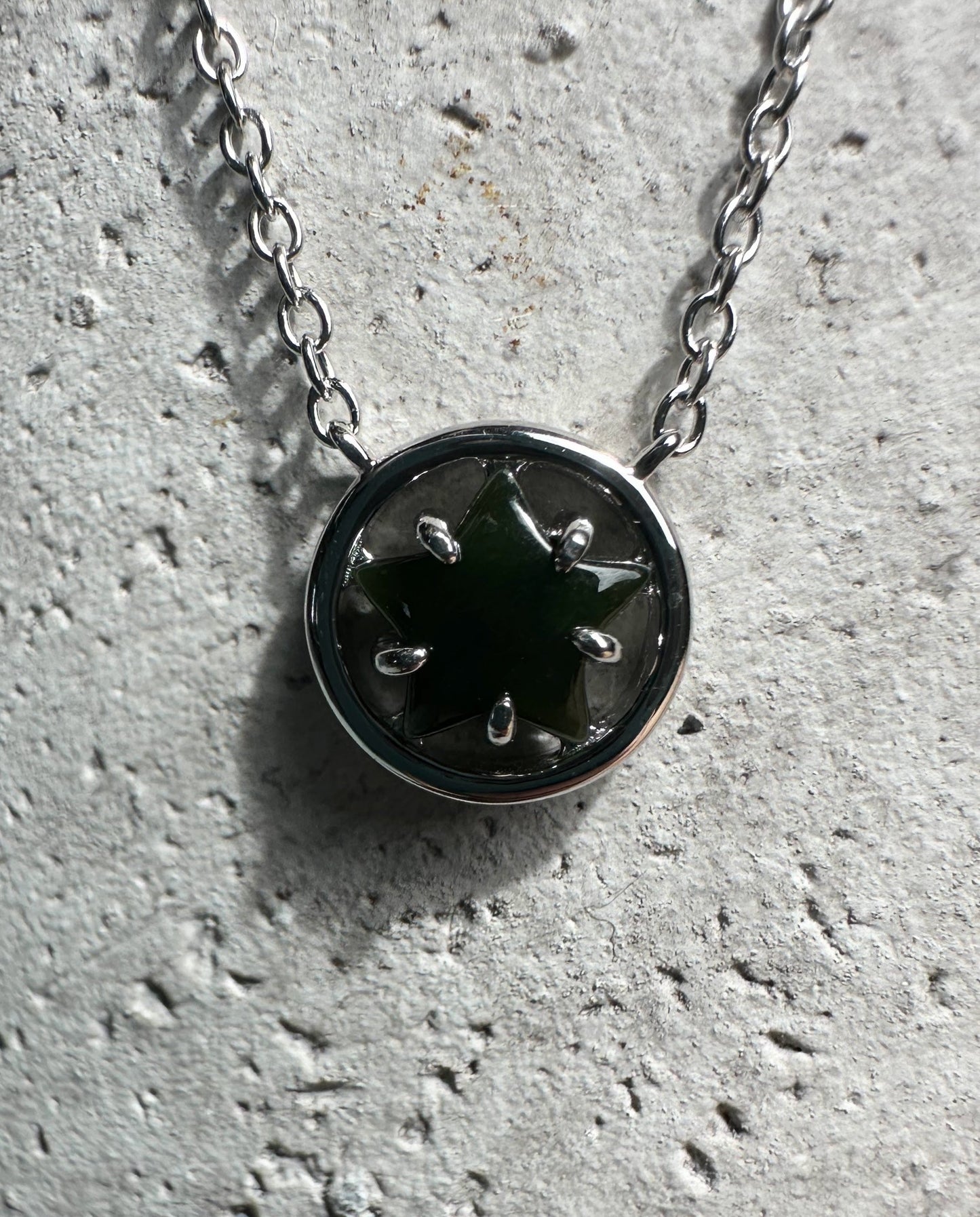 Canadian Jade and Silver Star Pendant - 2476