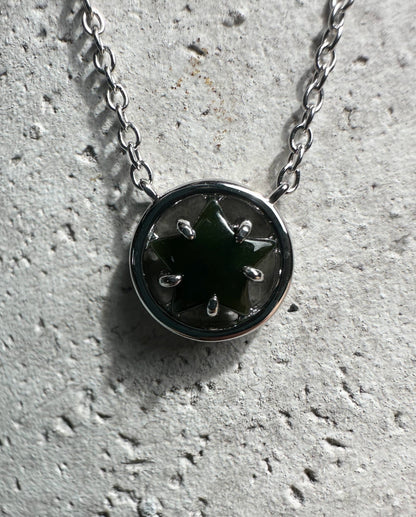 Canadian Jade and Silver Star Pendant - 2476