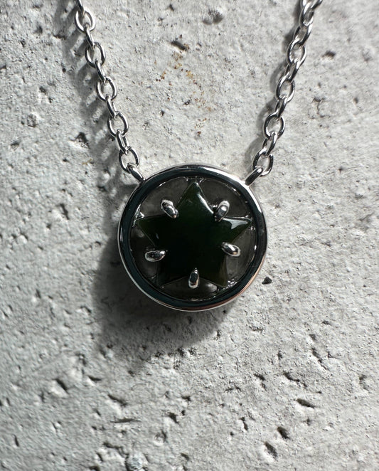 Canadian Jade and Silver Star Pendant - 2476