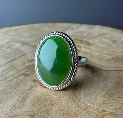 Canadian Jade Silver Ring - 1062