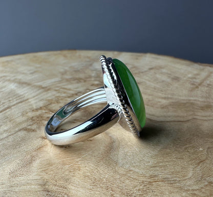 Canadian Jade Silver Ring - 1062