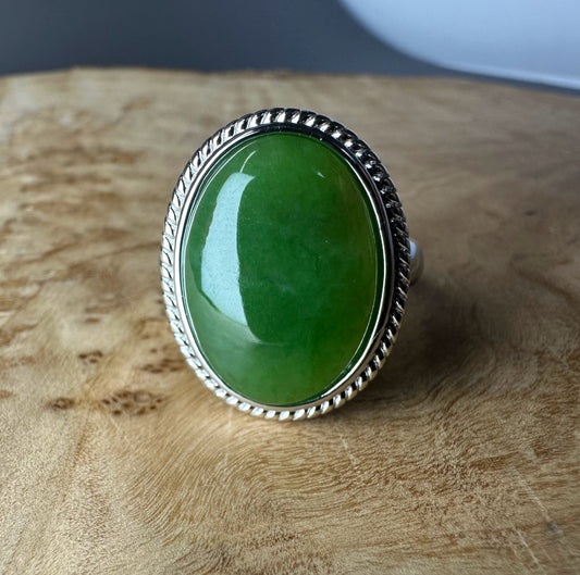 Canadian Jade Silver Ring - 1062