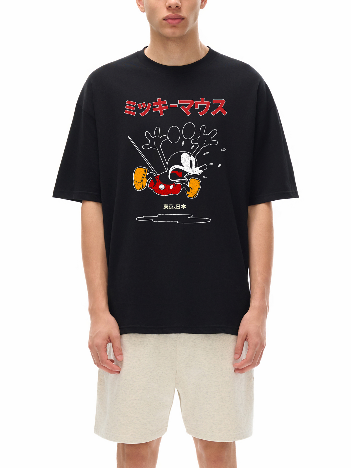 Retro Mickey Mouse Japanese Loose Drop Shoulder T-Shirt