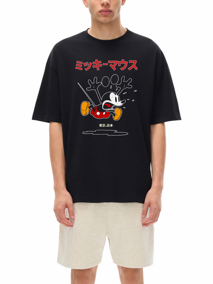 Retro Mickey Mouse Japanese Loose Drop Shoulder T-Shirt