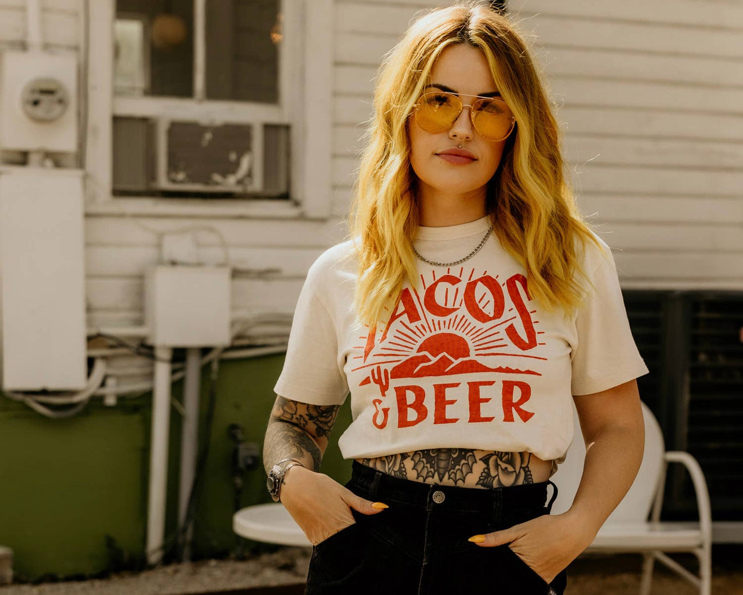 Tacos & Beer Western Vintage Style Tee for Men & Women