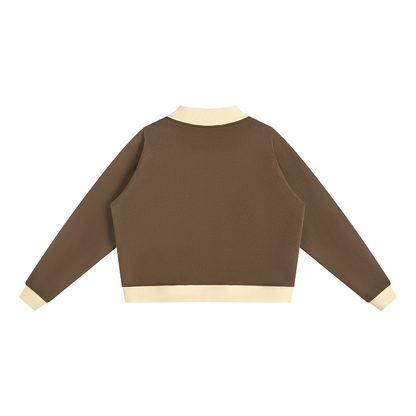 Women’s Two Tone Mock Neck Crewneck Sweatshirt