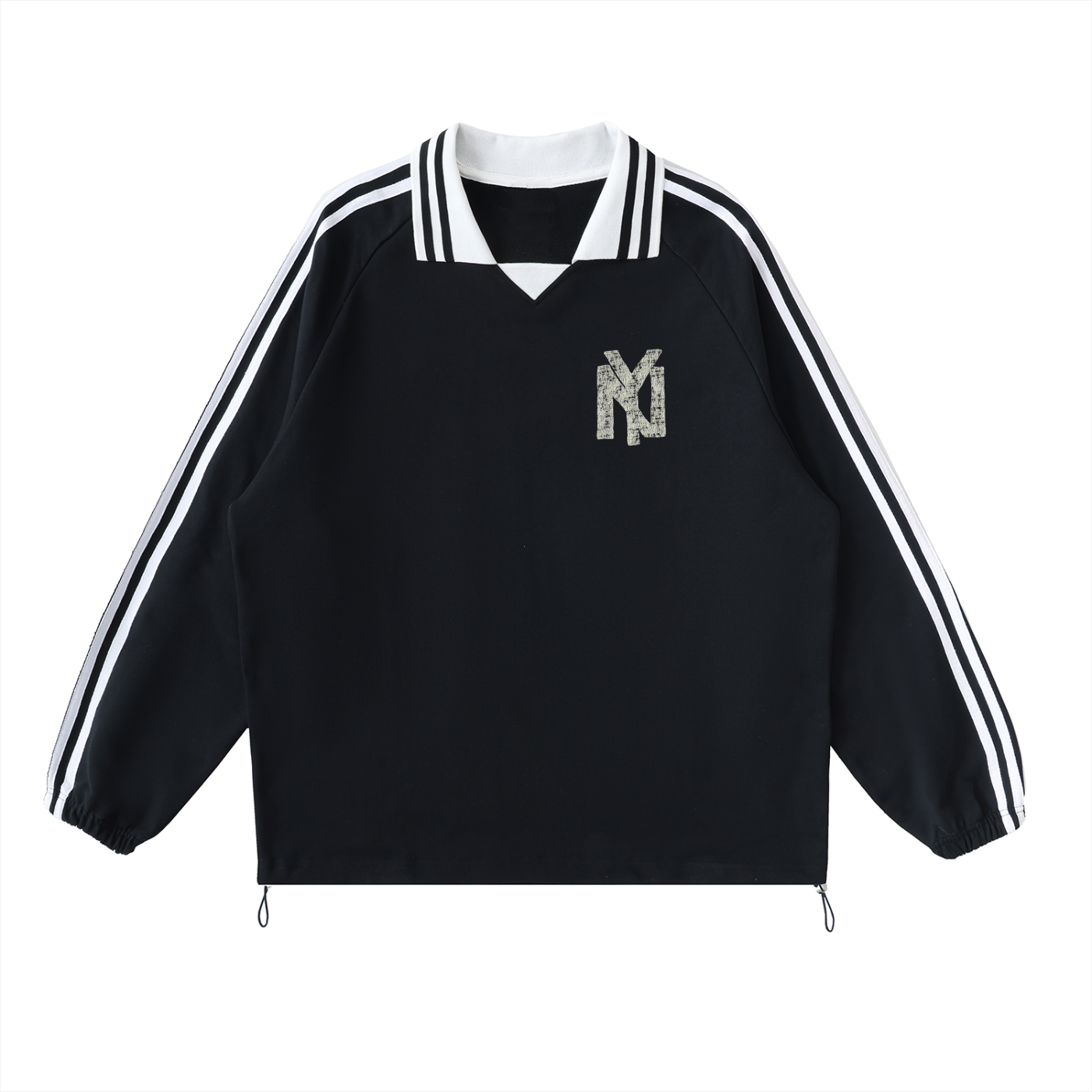 NY New York Unisex Striped Lapel Collar Sweatshirt - Killer Retro