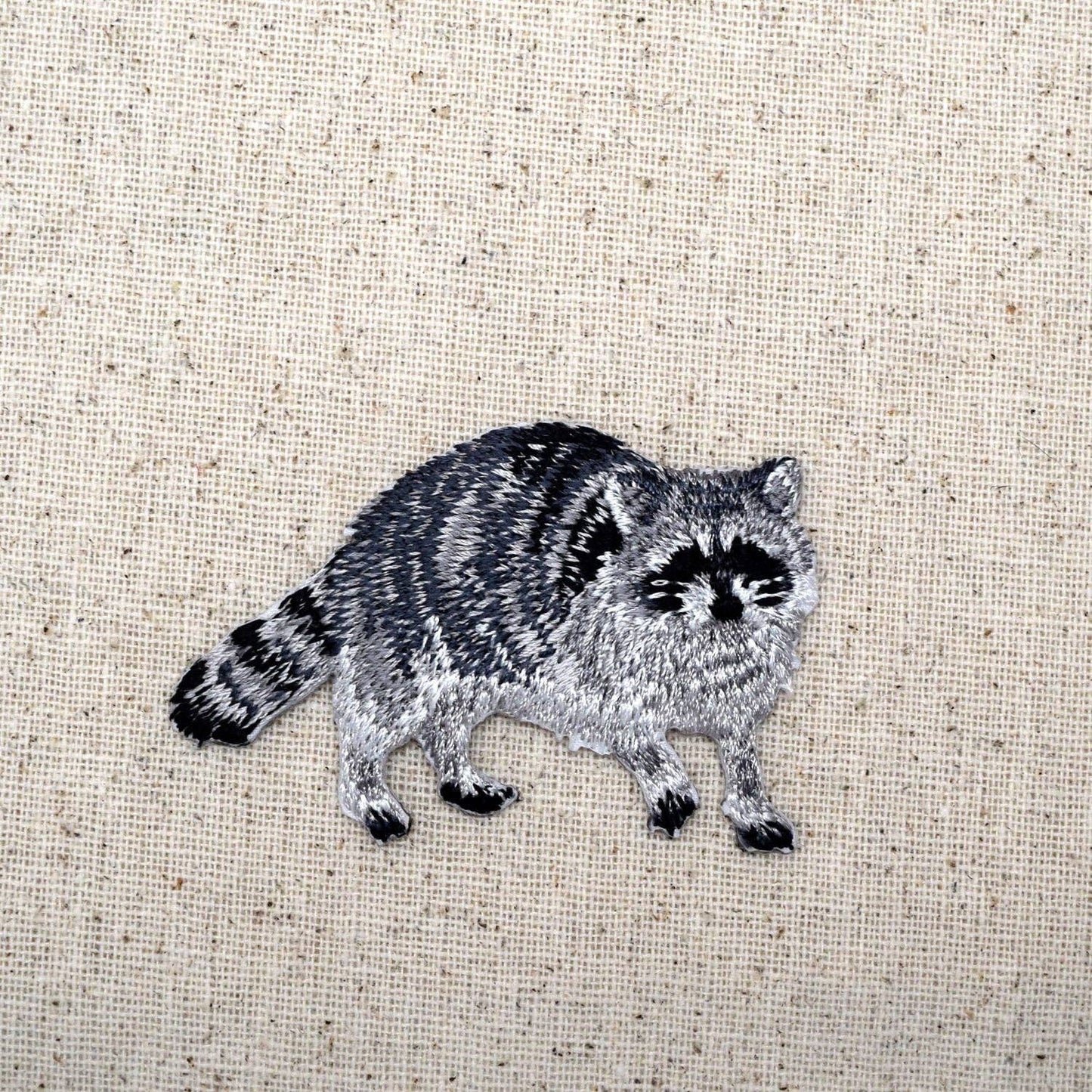 Wholesale Applique - Natural Raccoon - Full Body - Walking Right - Iron on Patch