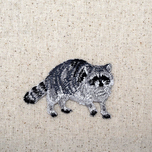 Wholesale Applique - Natural Raccoon - Full Body - Walking Right - Iron on Patch