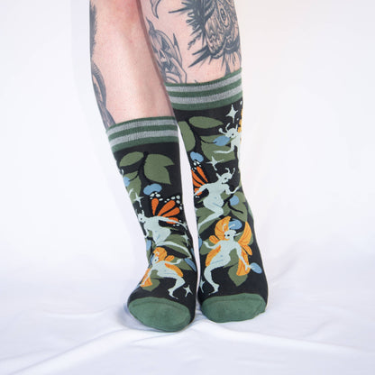 FootClothes LLC - Fanciful Fairies Crew Socks